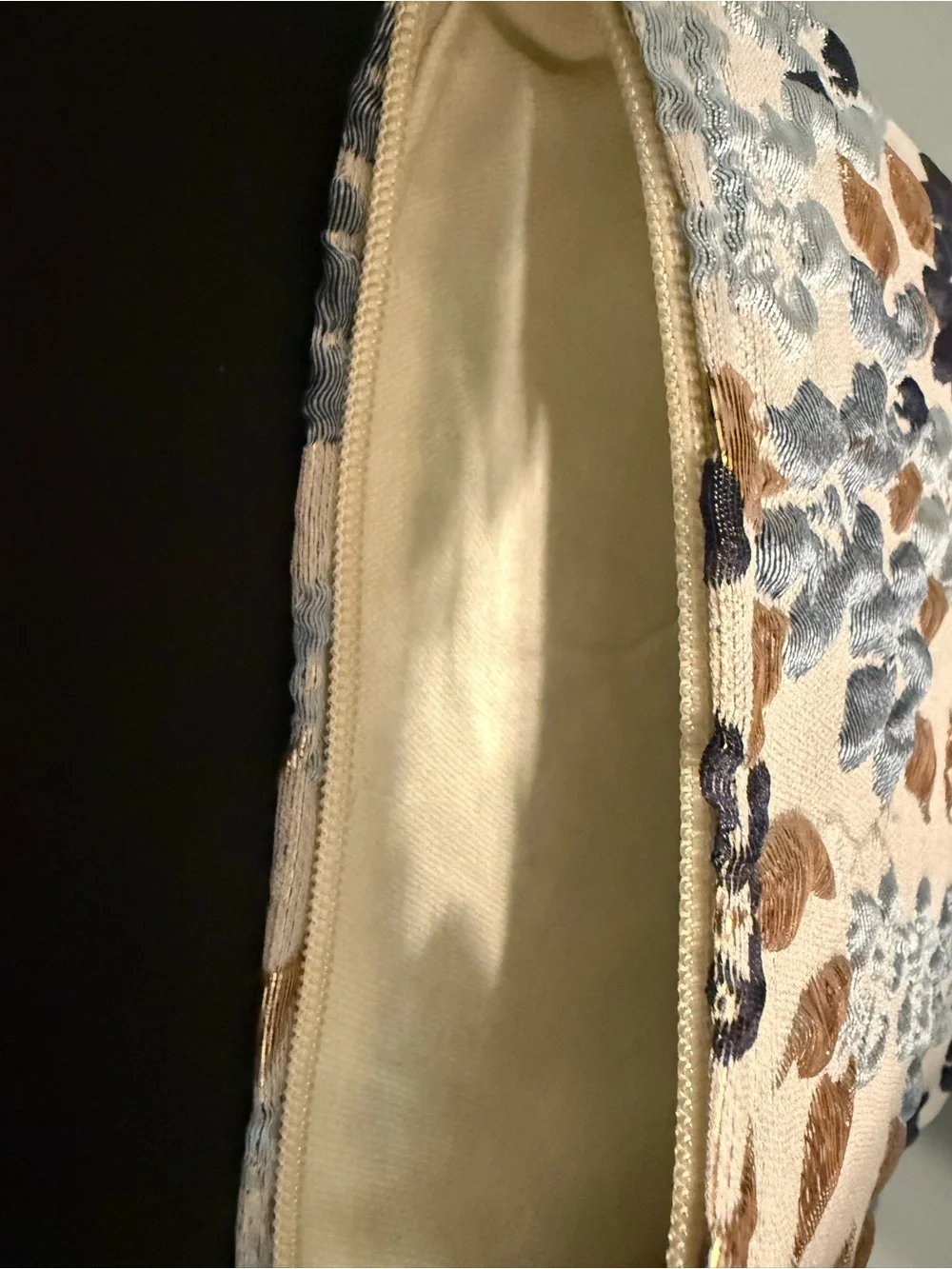 Pleasant Time Floral Embroidered Cosmetic Bag - Blue & Gold Flowers